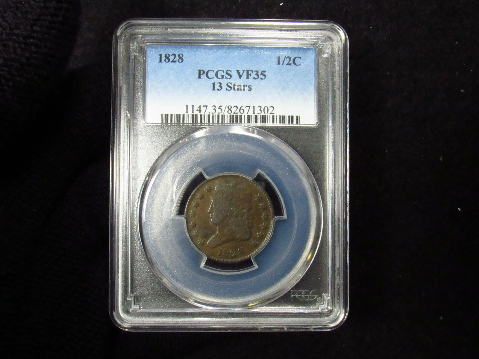 1828 Half Cent 13 STARS PCGS VF35 (302) ti