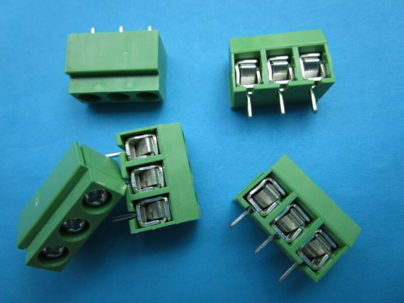 50 Pcs Green 5.0mm 3 Pin Screw Terminal Block Connector Wire Protector Dc126v