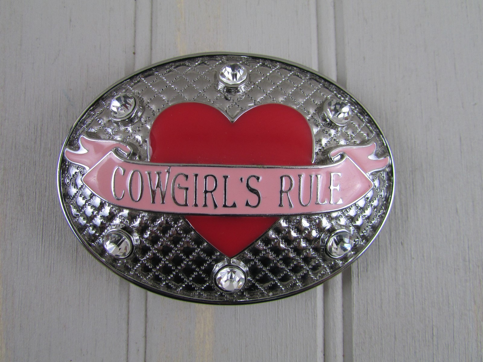 Cowgirls Rule Nocona Buckles Heart Bling Pink Girls Belt Buckle