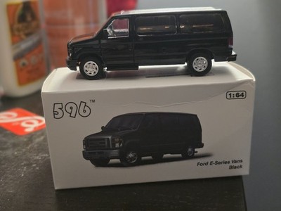 596 1/64 Ford E350 Matte Black Van Truck Model Diecast Car