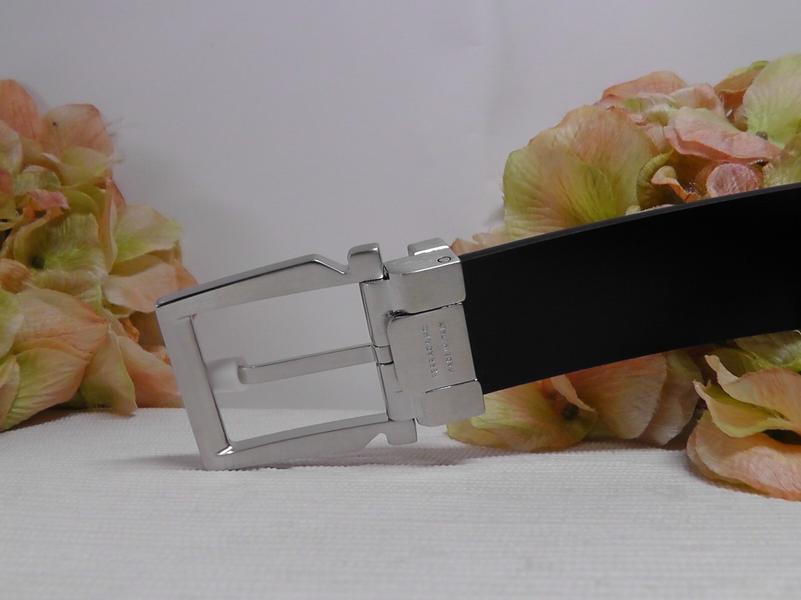 Pre-owned Ferragamo Salvatore  Men's Black/gray Leather Reversible Belt Size 34 / 34 Inches