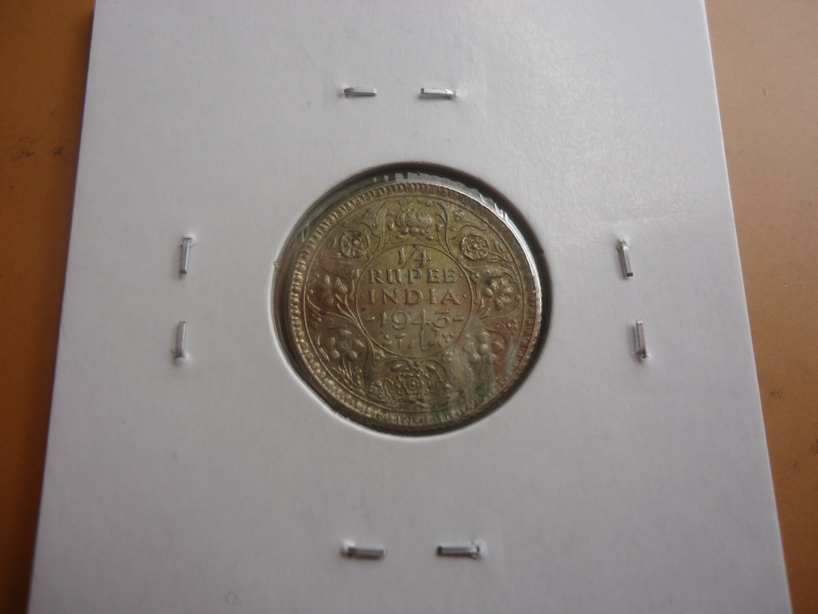 1943 India 1/4 rupee silver coin # 2689