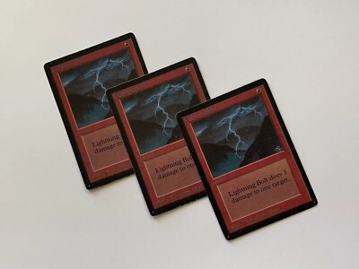 3 x  Lightning Bolt - Beta Edition - Magic the Gathering MTG - EN