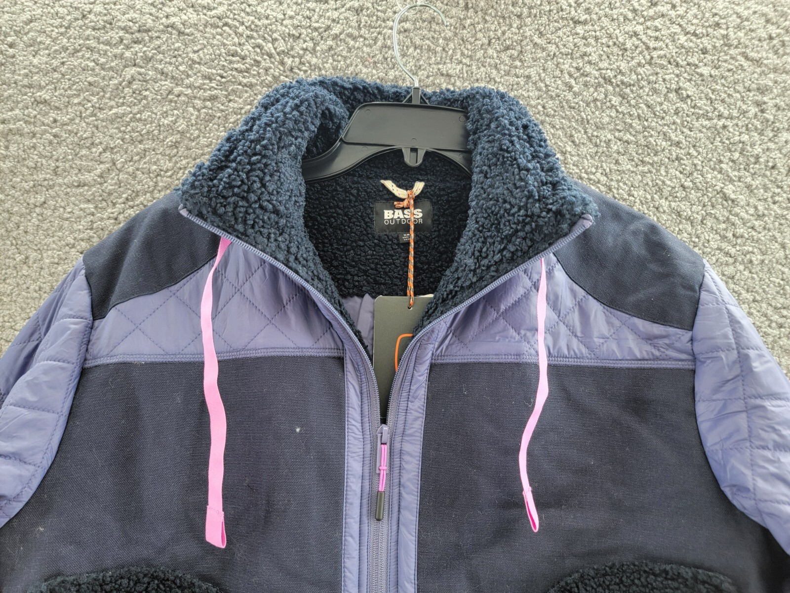 Bass Outdoor Quilted-Trim Zip Bomber Jacket Women's XS Heron - Multi Cozy Fleece - Picture 3 of 17