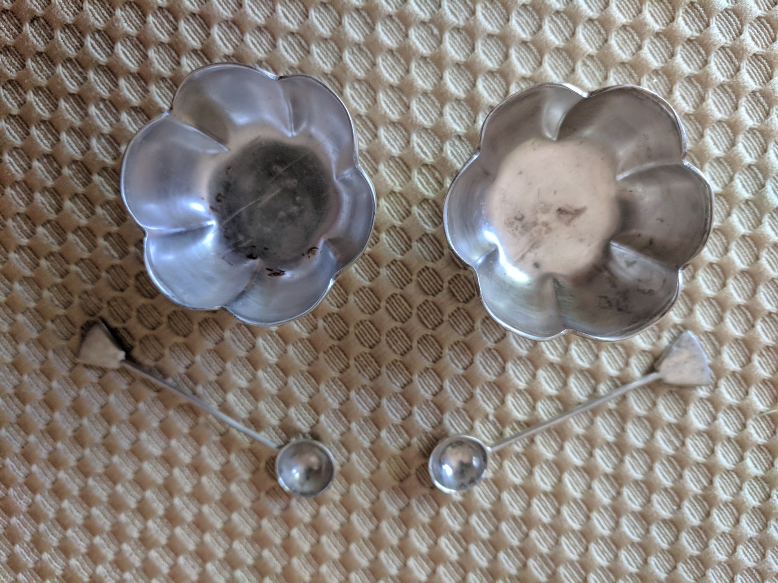 Vintage Maciel Salt Cellar Set with Spoons