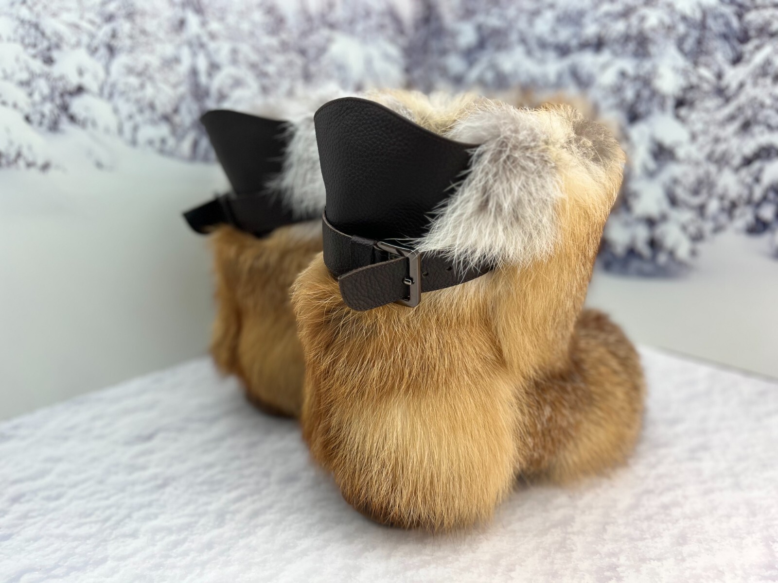 Pre-owned Litvin Fox Fur Boots For Men, Viking Boots, Mukluks, Snow Winter Boots, Mens Gift In Red