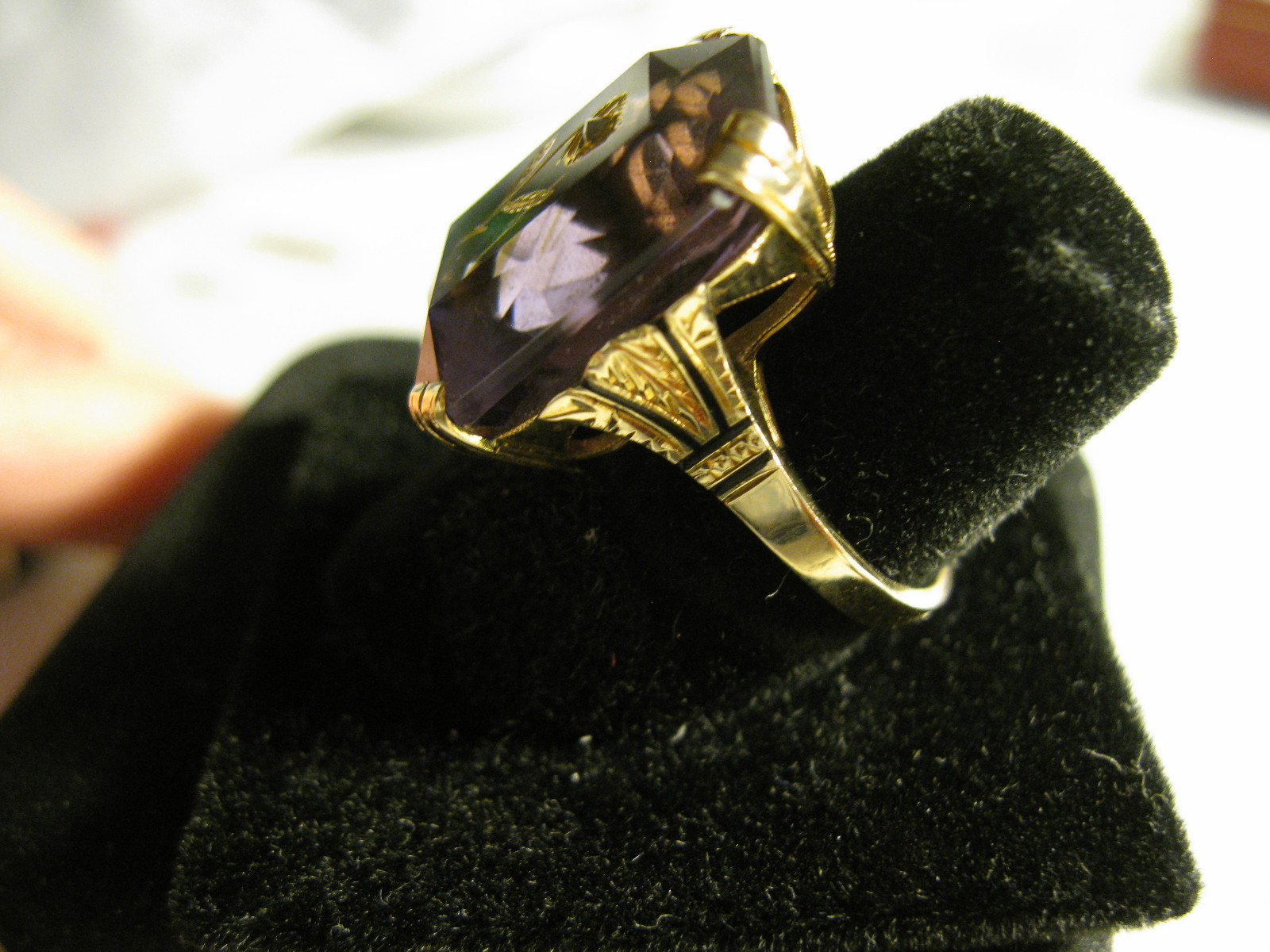 14k Rose Gold Art Deco Amethyst/Diamond Ring, 6.5tw, 7.87g, sz.6