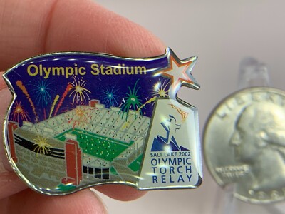 Olympic Memorabilia Salt Lake 2002 Torch Relay Stadium Vintage Tack Pin T-1956