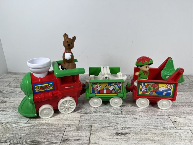 Fisher Price Little People Musical Christmas Train Elf Deer 2001 Tested