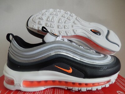 MENS NIKE AIR MAX 97 WHITE-TOTAL ORANGE-BLACK SZ 8 [CW5419