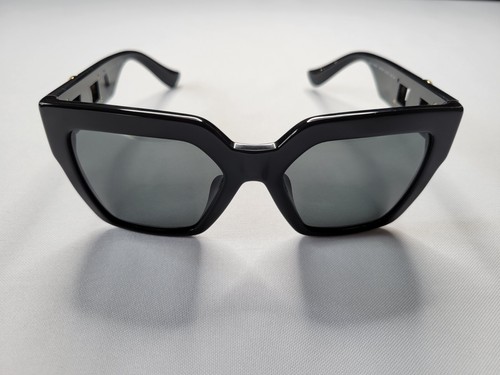 Pre-owned Versace Mod. Ve4458-f Gb1/87 Black Gold Logo Sunglasses Made In Italy In Gray