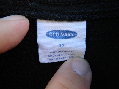 Youth Kids Old Navy 1/2 Zipper Fleece Jacket - Black - Size 12 - Used