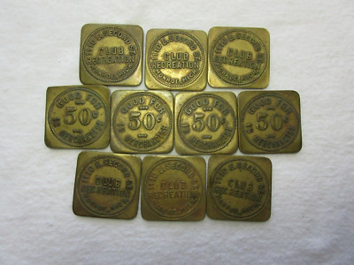10 UNLISTED TOKEN ~ MONROE MICH MICHIGAN MI ~ CLUB RECREATION  ~ GF 50