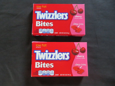 (2) Movie Theater Box Size Twizzlers Licorice Bites Cherry Flavor 5 Oz Each ^