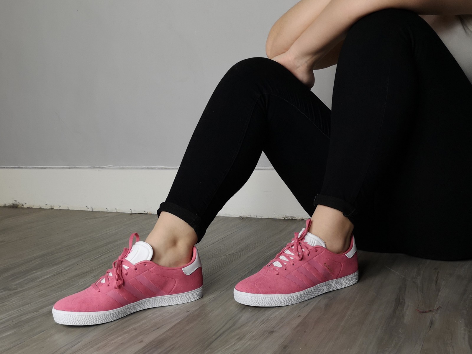 pink suede adidas trainers