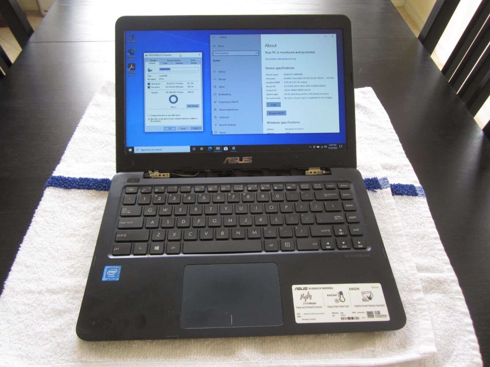 ASUS E402N Laptop 1.1GHz 2GBRAM 500GBHD SCREEN INTACT NoPwrCord - TESTED & WORKS ASUS E402N Laptop 1.1GHz 2GBRAM 500GBHD SCREEN INTACT NoPwrCord - TESTED & WORKS