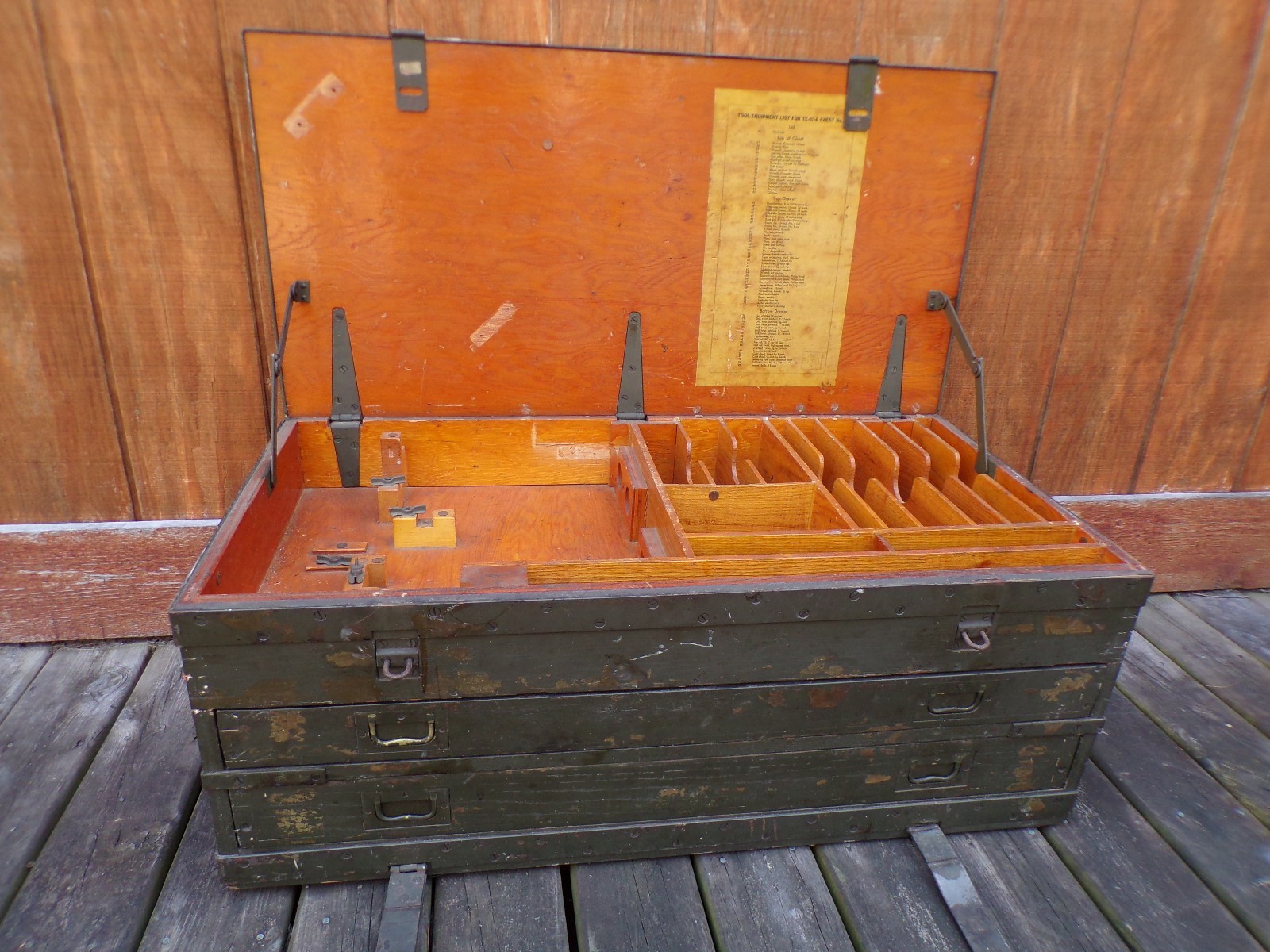 Vintage WWII Military Tool Chest w/ Drawers US Army Signal Corps Wood