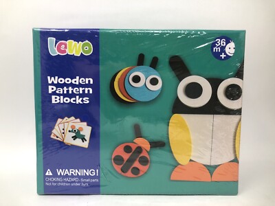 Lewo Wooden Pattern Blocks Geometric Shapes Animals Puzzle Early Educational .
