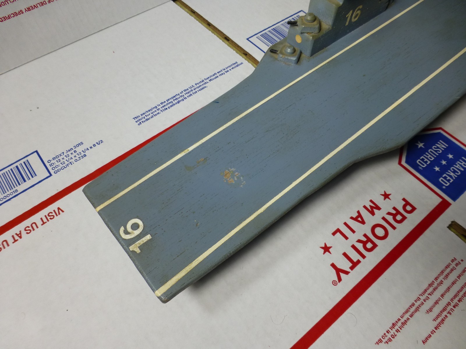 Vintage Wooden Aircraft Carrier Model Handmade