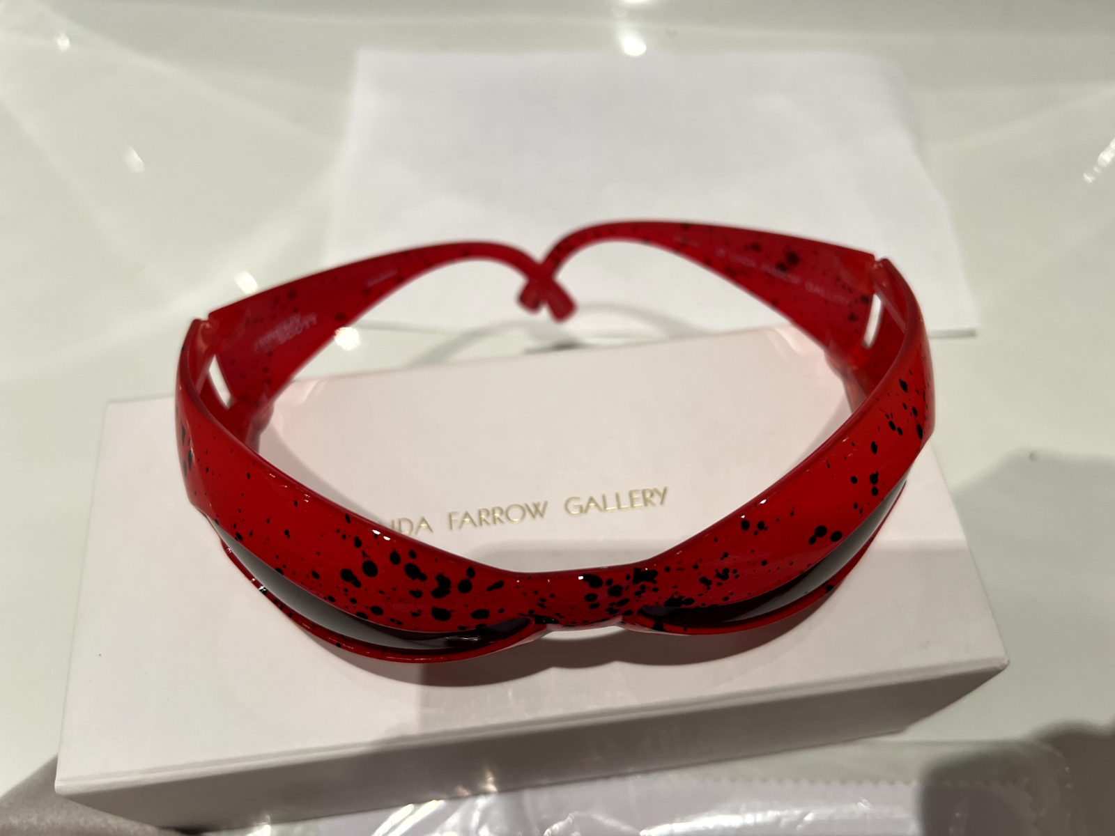 Pre-owned Linda Farrow Jeremy Scott Superhero Red Wave Mask Nuwave Sunglasses