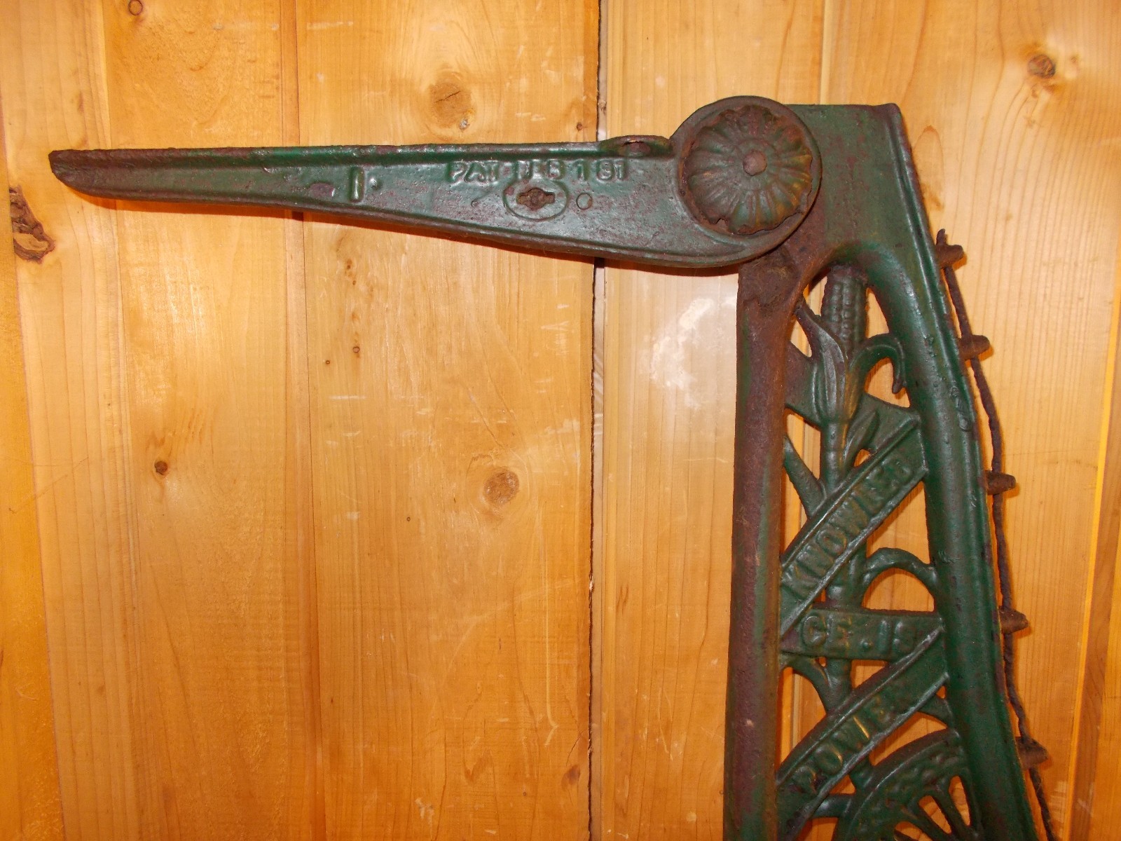 Pair of Patented 1881 Antique School Desk Bench Ornate Cast Iron Legs Thos Kane