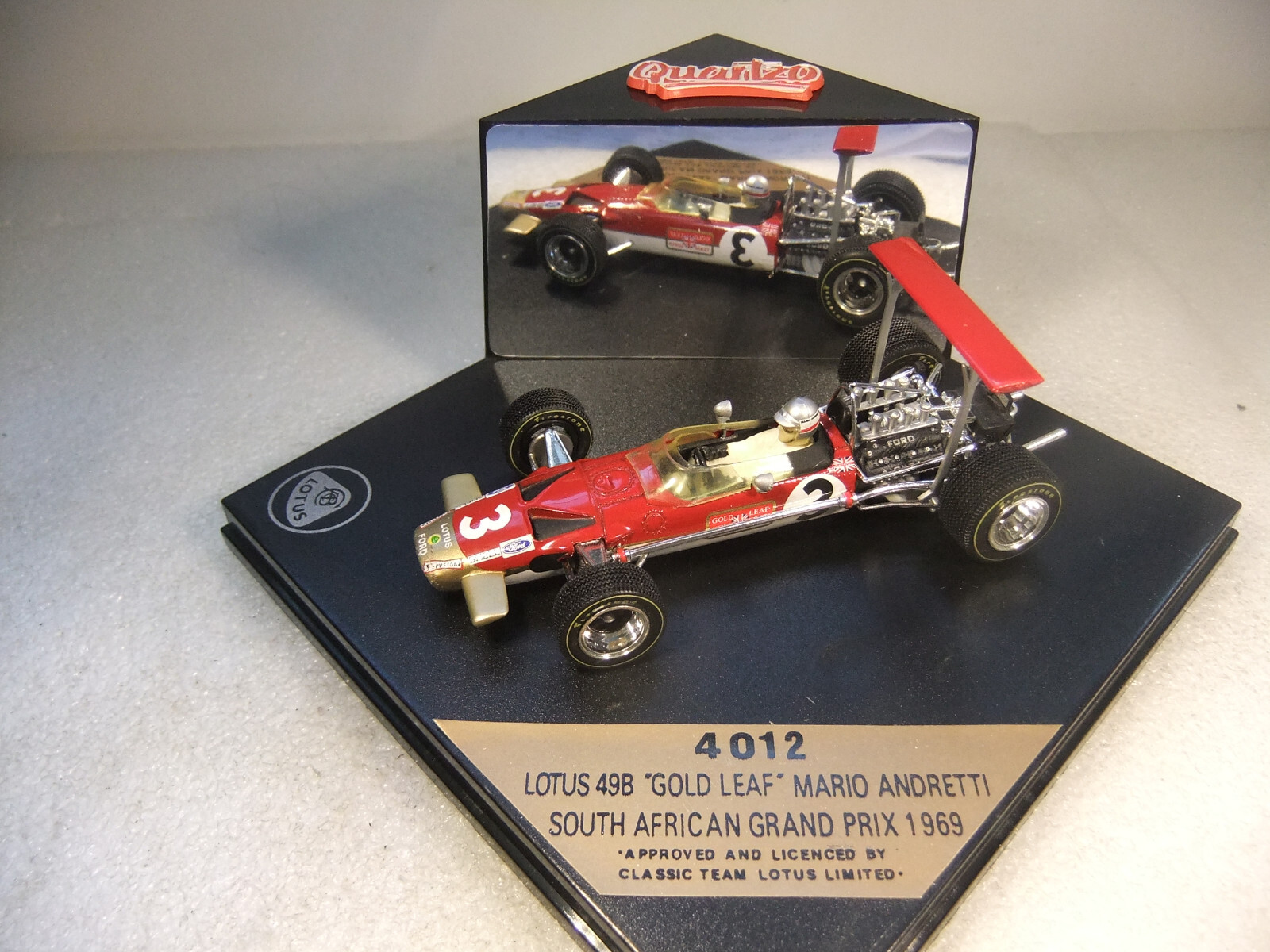 ミニカー Quartzo 4011,4012 LOTUS49B GOLD LEAF 69 1:43 Quartzo 4012 - F1 Lotus 49B - Gold Leaf - Andretti 1969