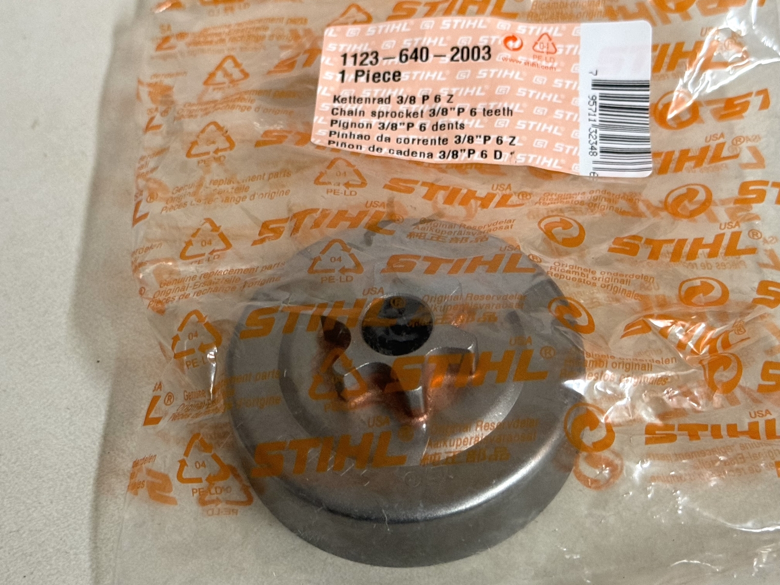 STIHL OEM CLUTCH DRUM SPROCKET 1123 640 2003 3/8