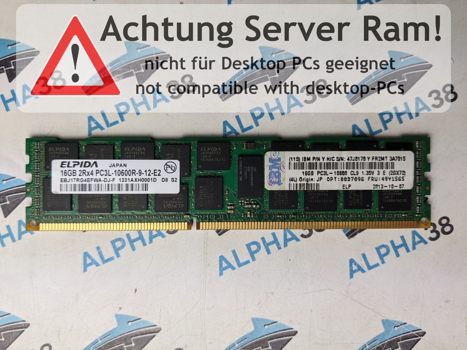 Elpida 16 GB DDR3-1333 PC3L-10600R EBJ17RG4EFWA-DJ-F 2Rx4