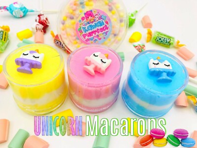 Cute Unicorn Macaron Cloud Slime Box +1 Free Slime + 1 Free mini squishy