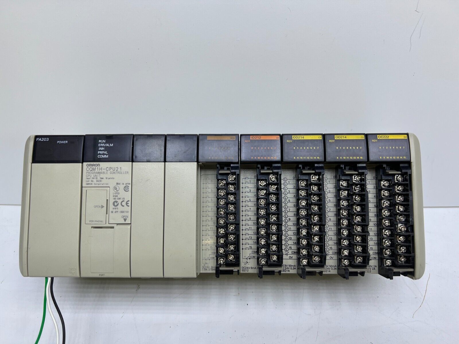 Omron CQM1H-CPU21 PLC & (1) PA203 PSU, (1) ID212, (2) OD214 Omron CQM1H-CPU21 PLC & (1) PA203 PSU, (1) ID212, (2) OD214