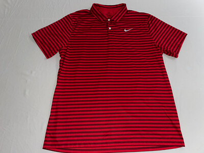 Nike Golf Polo Mens XL Dri-Fit Standard Fit Red/Black Striped NWOT!