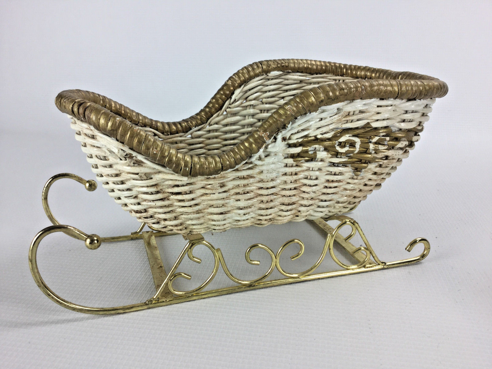 Plush Elf in Wicker Sleigh with Garland Reindeer Holiday Decor Bundle