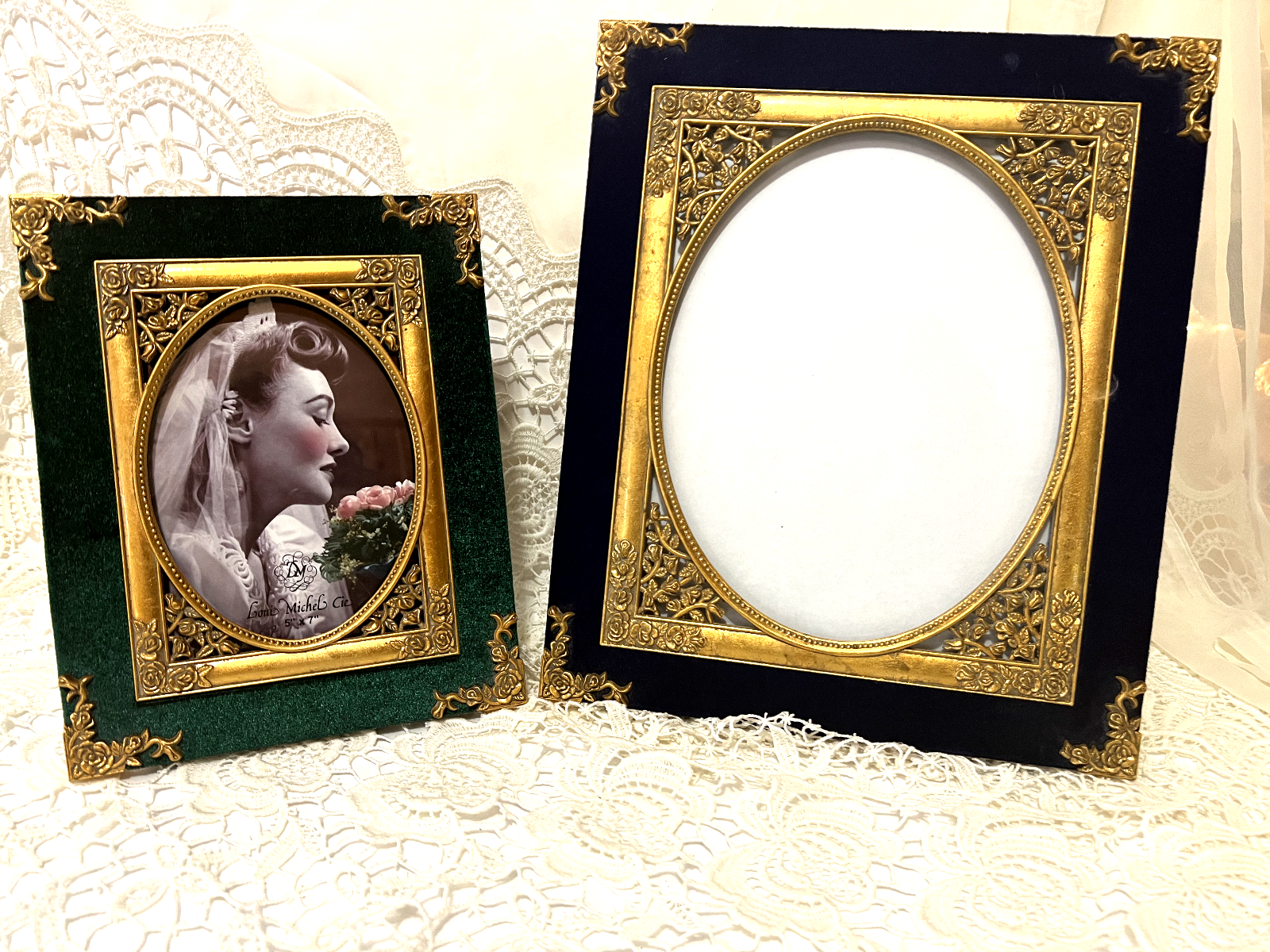 アンティーク雑貨 Shappy Green  velvet photo frame. アンティーク雑貨 Shappy Green velvet photo frame. 6b3e7dde
