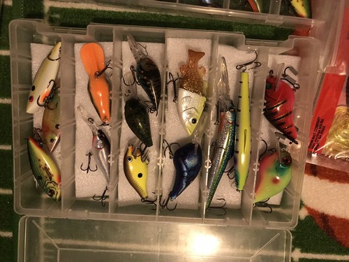 Tackle Bag Box Full with 3 Boxes Rapala Megabass Jerkbaits Frogs Plastics More
