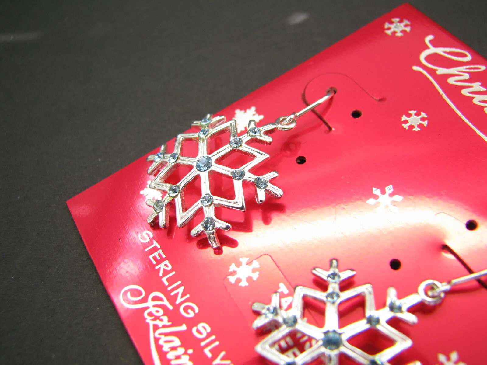 JEZLAINE STERLING SILVER Christmas SNOWFLAKE EARRINGS NECKLACE SET Blue Stones