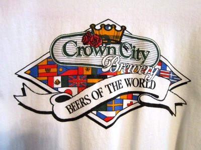 CROWN CITY BREWERY WORLD CLASS BEER TASTER 100 BEERS SHIRT-XL SHORT SLEEVE-WHITE