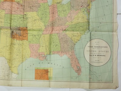 Antique Map of Indian Reservations in United States Vtg 1896