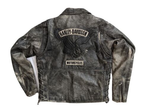 Harley distressed leather best sale jacket