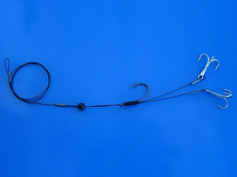 Schwebemontage, Raubfischsystem, 2x Drilling, Einzelhaken Verschiebbar, Montage