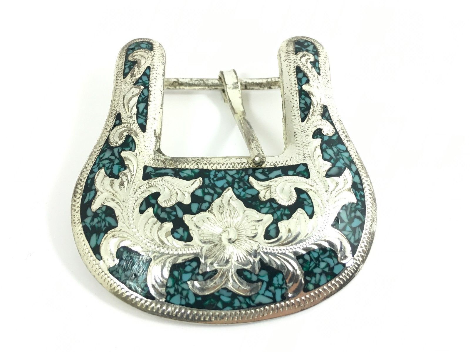 Belt Buckle Tip & Slide Mexican Silver & Turquoise Women's Western Alpaca RP-761