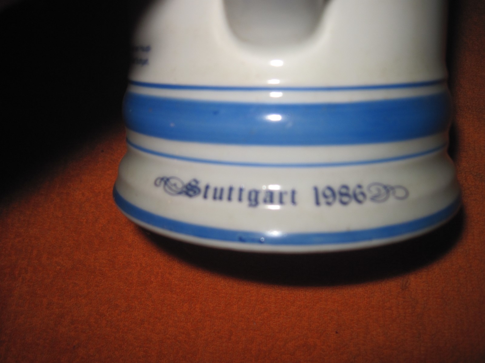 CD Pils Stuttgart 1986 Porcelain SAHM Stein with Pewter Zinn Lid, Very Decorativ