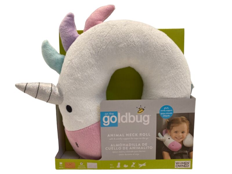 Goldbug Unicorn Child Plush Travel Head/Neck Pillow Support NEW