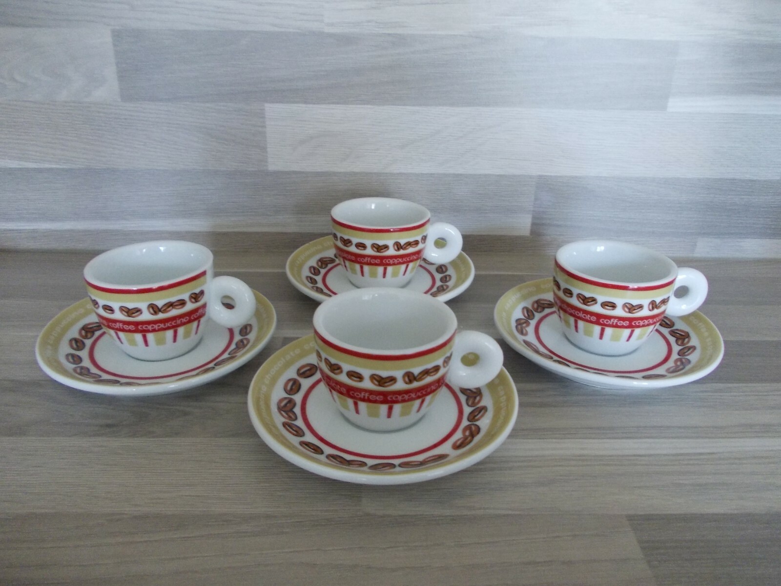 8pcs Set Vintage Porcelain Espresso Cups & Saucers PORTOFINO Illy Style 8pcs Set Vintage Porcelain Espresso Cups & Saucers PORTOFINO Illy Style