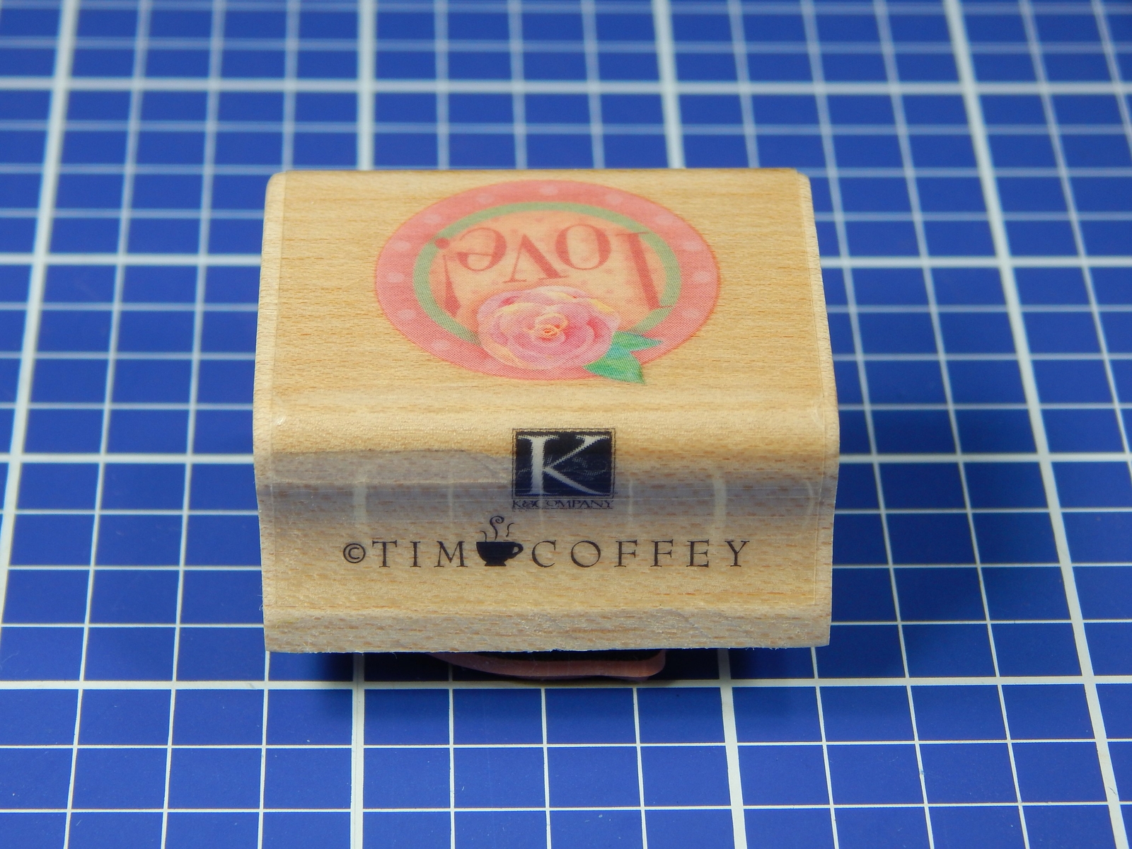 LOVE! With ROSE, CIRCLE Wood Mounted Rubber Stamp by Tim Coffey, Inkadinkdo