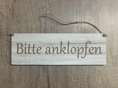 Türschild Deko schild Landhaus Vintage Shabby Retro Bitte anklopfen Dekoschild