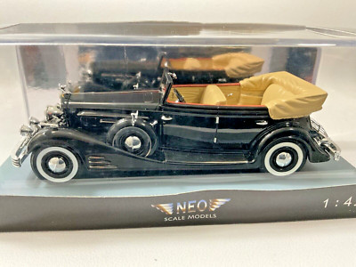 NEO 45769, 1933 Cadillac Fleetwood Allweather Phaeton Open, Black,  1/43 Scale