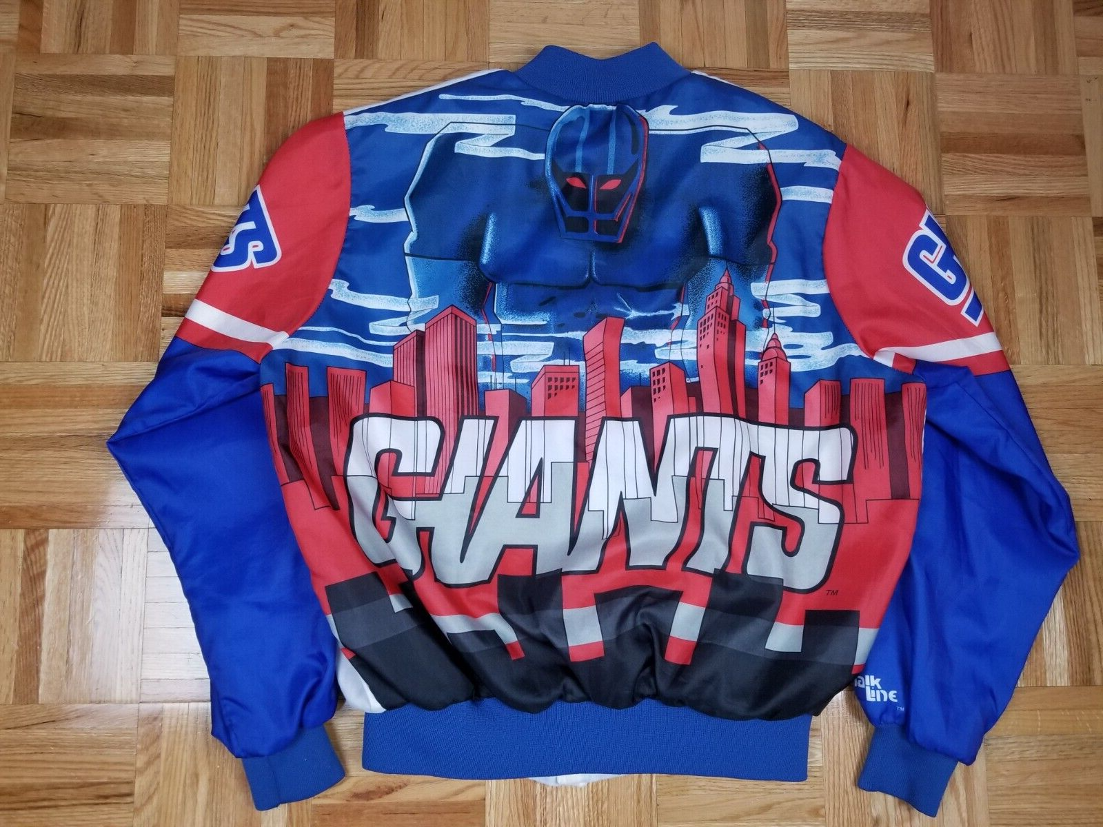 VINTAGE NEW YORK GIANTS NFL CHALKLINE ALL OVER PRINT JACKET VINTAGE NEW YORK GIANTS NFL CHALKLINE ALL OVER PRINT JACKET