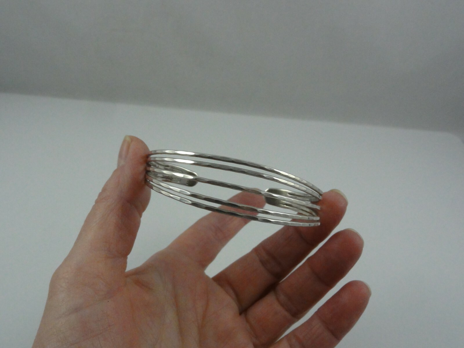 Vintage 835 Silver Sweden Open Work Five Bar Cuff Bracelet Marked 3 Crowns S