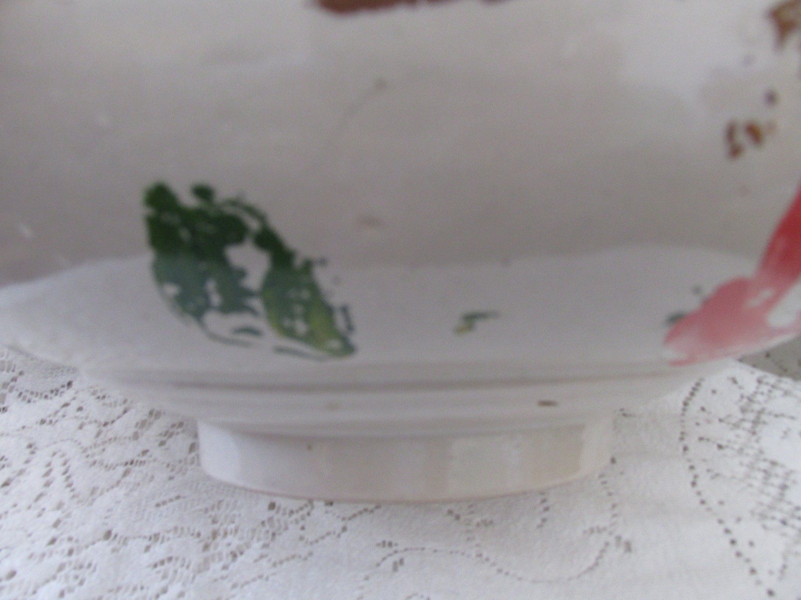 Antique Vintage Stoneware Crock Bowl - Faded Roses
