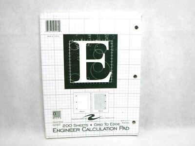 Roaring Spring Engineering Pad 5''x5'' Grid 200 Sheets 11''x8-1/2'' Green 95589 NEW